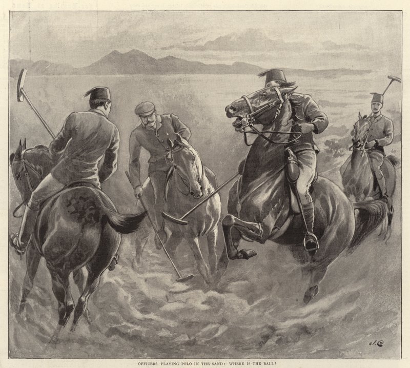 Officers playing Polo in the Sand, where is the Ball by John Charlton