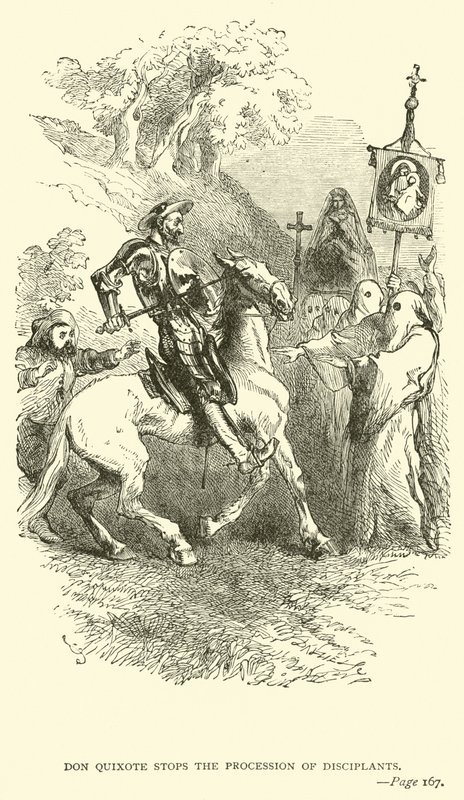 Don Quixote stops the Procession of Disciplants by John Gilbert