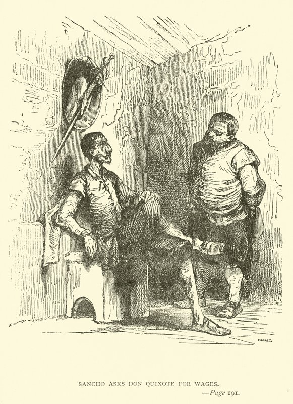 Sancho asks Don Quixote for wages by John Gilbert