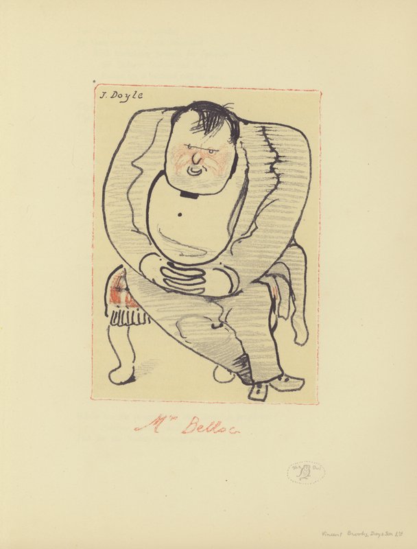 Caricature of Hilaire Belloc, Anglo-French Writer and Historian by John  Doyle
