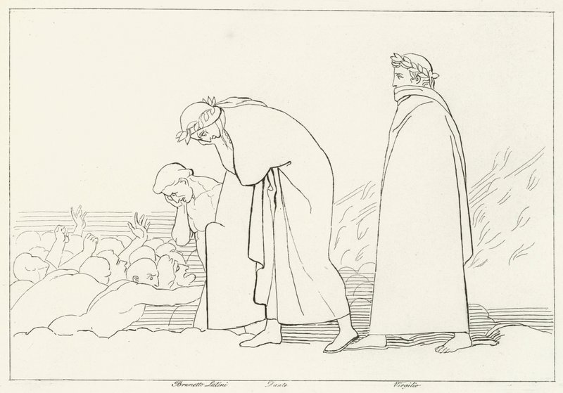 Dante Discoursing with his Preceptor, Inferno, Canto 15 by John (after) Flaxman