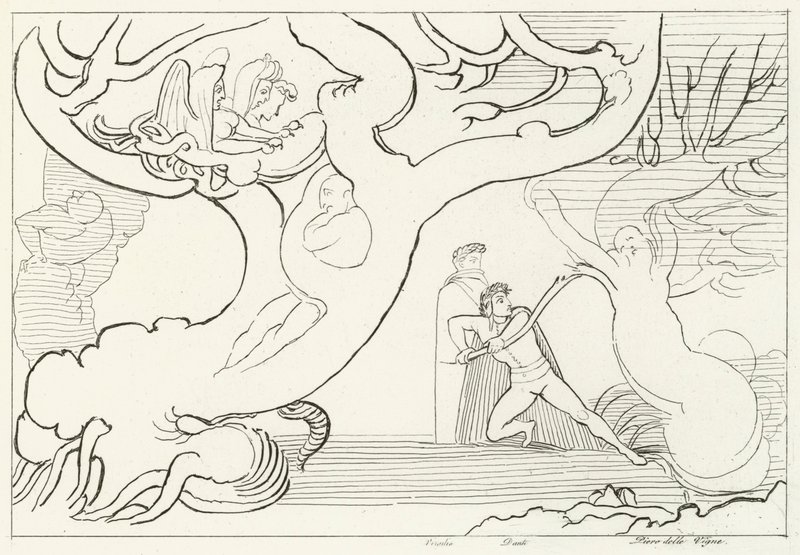 Forest of Harpies, Inferno, Canto 13 by John (after) Flaxman