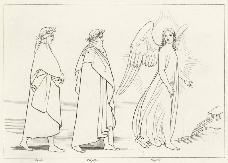 The Guiding Angel, Purgatory, Canto 15 by John (after) Flaxman