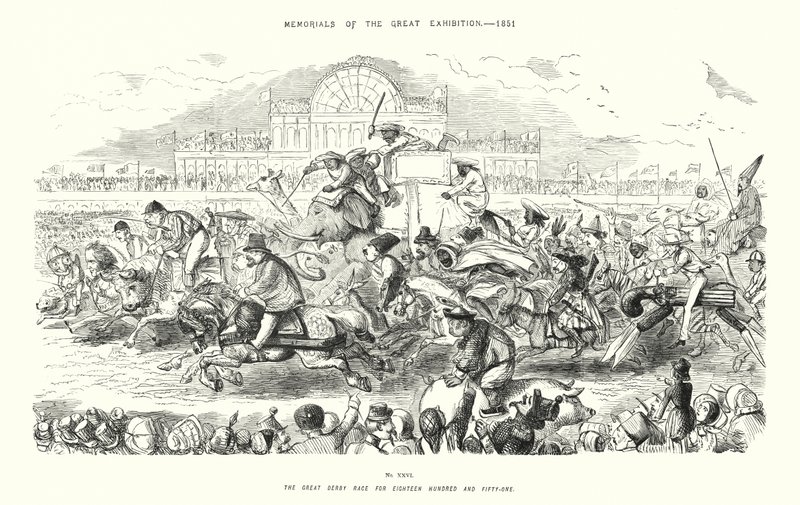 Memorials of the Great Exhibition 1851, The Great Derby Race for Eighteen Hundred and Fifty-One by John (after) Leech