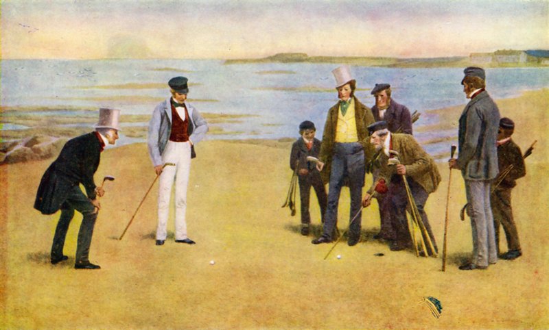 The Stymie, a foursome playing golf at North Berwick by John Charles (after) Dollman