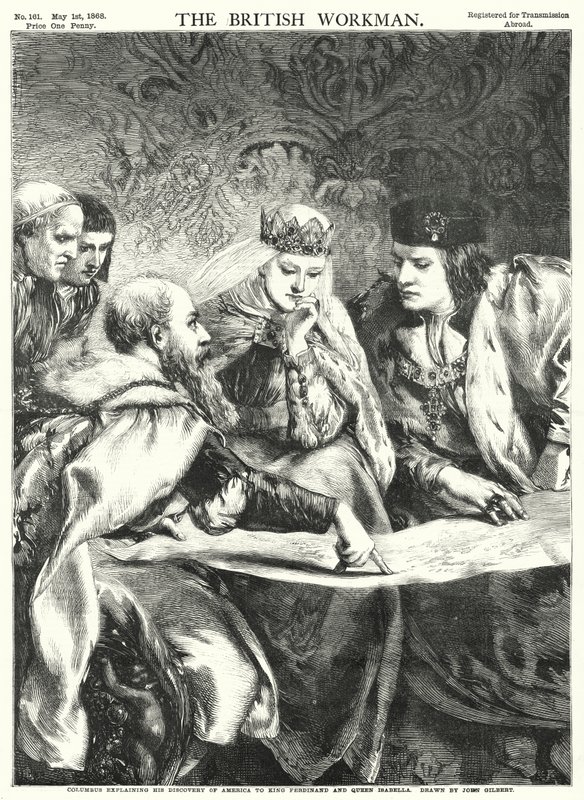 Columbus Explaining His Discovery of America to King Ferdinand and Queen Isabella by John Gilbert