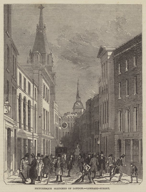 Picturesque Sketches of London, Lombard-Street by John Wykeham Archer
