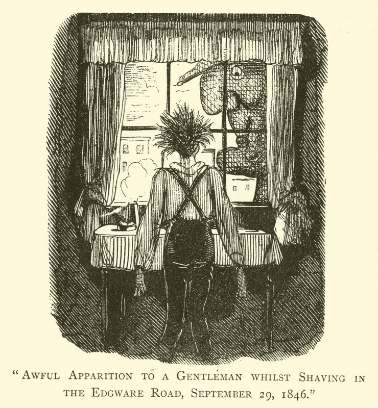 Awful Apparition to a Gentleman Whilst Shaving in the Edgware Road, 29 September 1846 by John after Leech