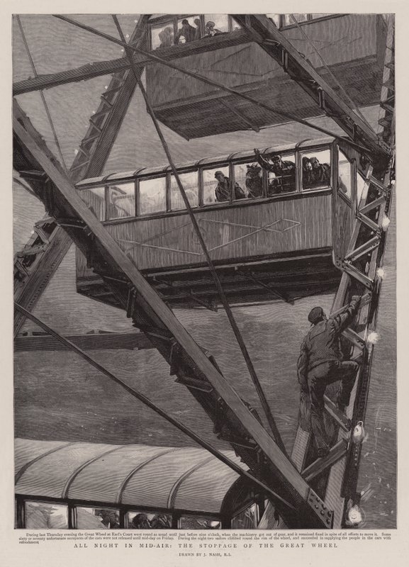 All Night in Mid-Air, the Stoppage of the Great Wheel by Joseph Nash