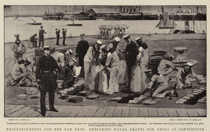 Reinforcements for the Far East, Preparing Naval Drafts for China at Portsmouth by Joseph Nash