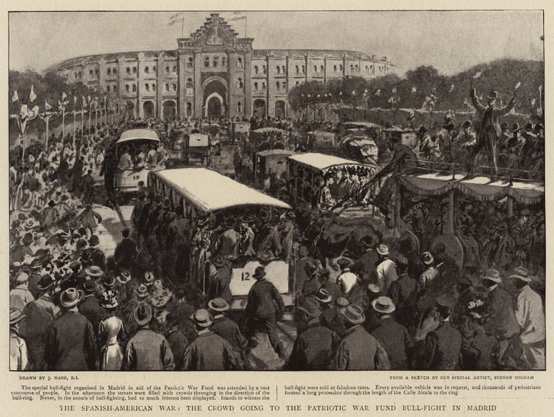 The Spanish-American War, the Crowd going to the Patriotic War Fund Bull-Fight in Madrid by Joseph Nash