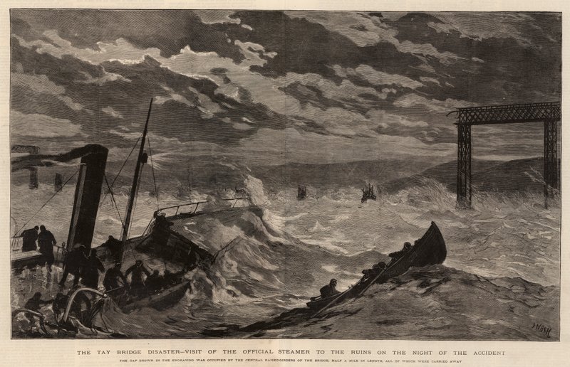 The Tay Bridge Disaster, Visit of the Official Steamer to the Ruins on the Night of the Accident by Joseph Nash