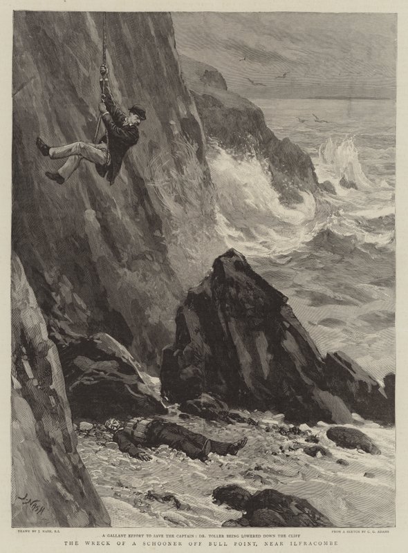 The Wreck of a Schooner off Bull Point, near Ilfracombe by Joseph Nash