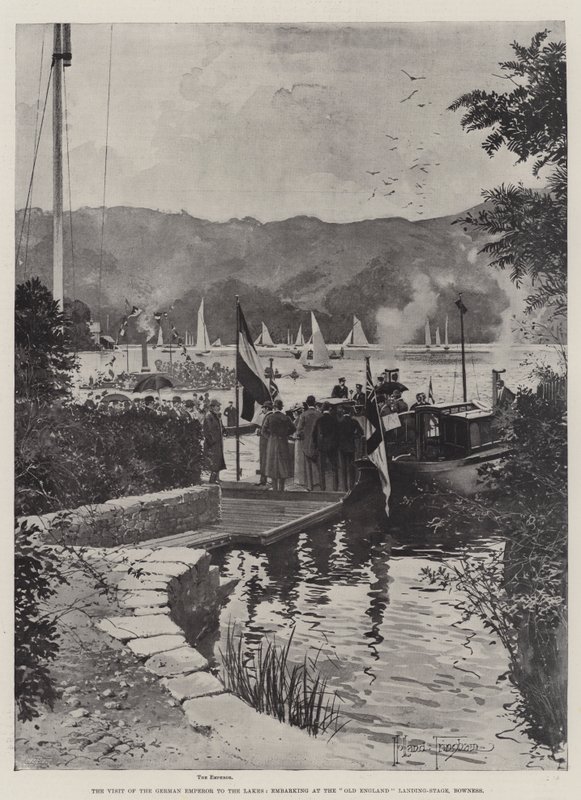 The Visit of the German Emperor to the Lakes, embarking at the Old England Landing-Stage, Bowness by Joseph Holland Tringham