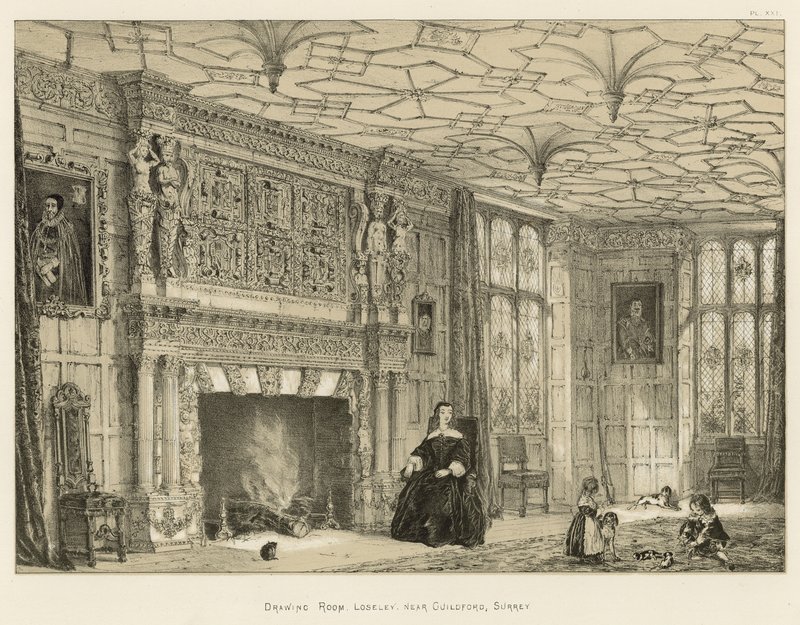 Drawing Room, Loseley, Near Guildford, Surrey by Joseph Nash
