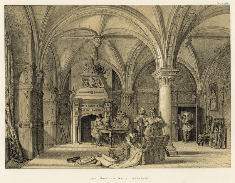Hall, Bolsover Castle, Derbyshire by Joseph Nash