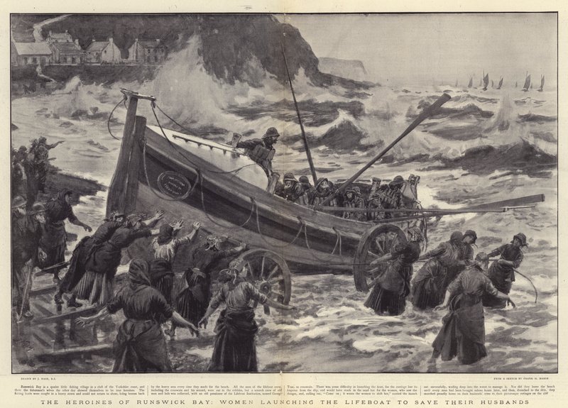 The Heroines of Runswick Bay, Women launching the Lifeboat to save their Husbands by Joseph Nash