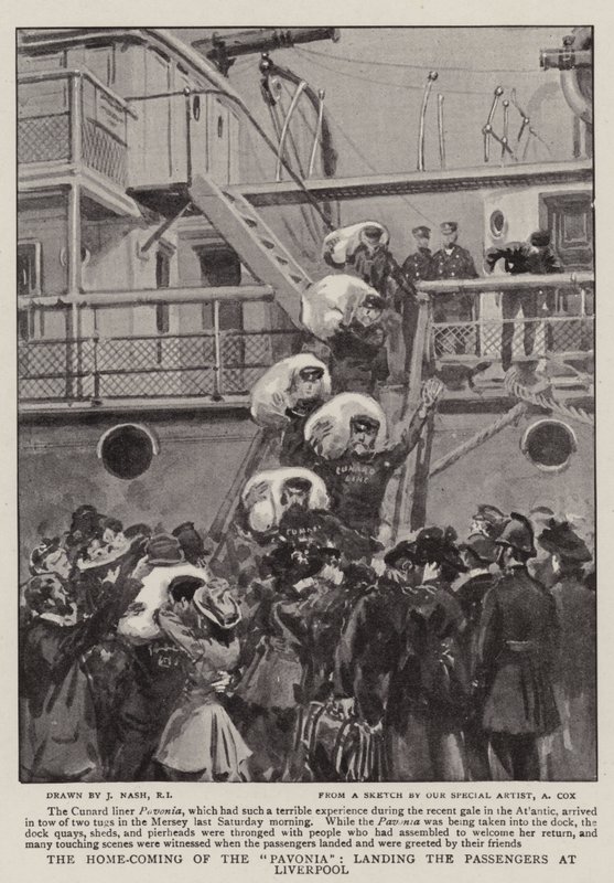 The Home-Coming of the Pavonia, landing the Passengers at Liverpool by Joseph Nash