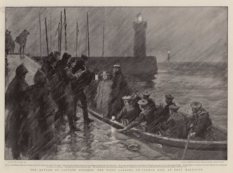 The Return of Captain Dreyfus, the First Landing on French Soil at Port Haliguen by Joseph Nash