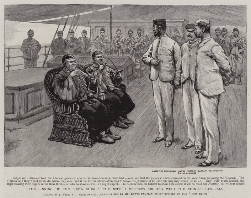 The Sinking of the Kow Shing, the British Officers Arguing with the Chinese Generals by Joseph Nash
