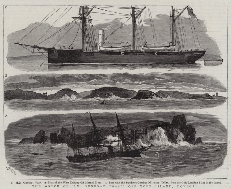 The Wreck of HM Gunboat Wasp off Tory Island, Donegal by Joseph Nash