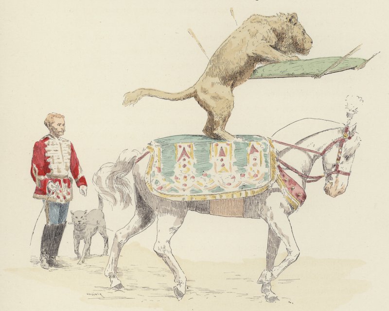 Lion balancing on horse by Jules Arsene (after) Garnier