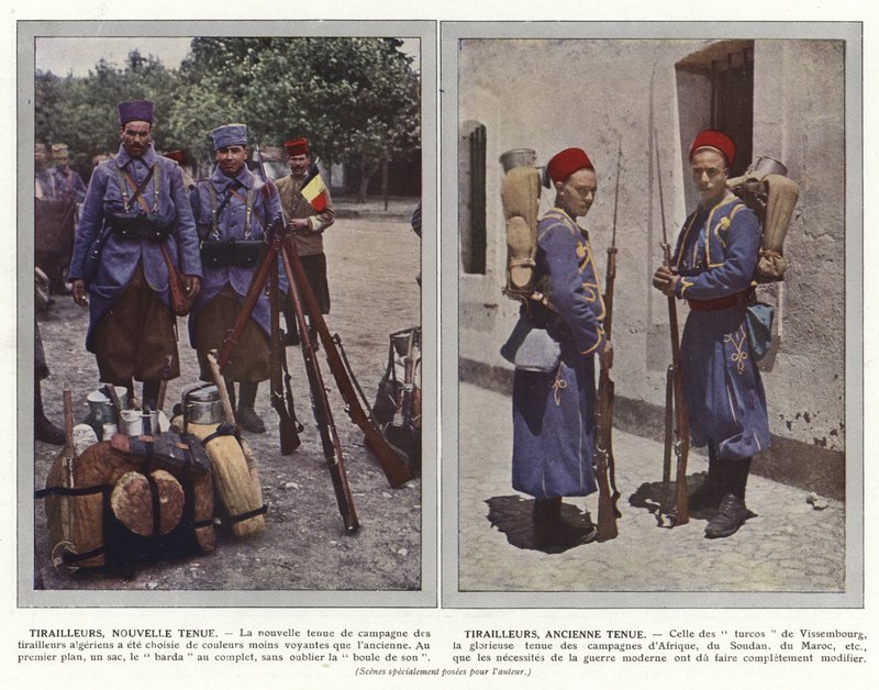 Tirailleurs, Nouvelle Tenue, Tirailleurs, Ancienne Tenue by Jules Gervais Courtellemont