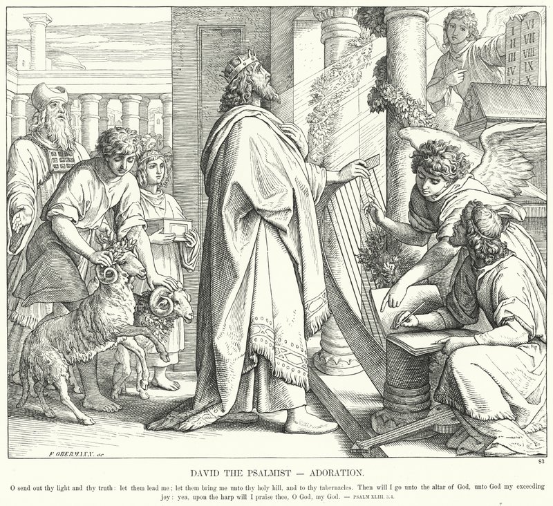 David the Psalmist, Adoration by Julius (after) Schnorr von Carolsfeld