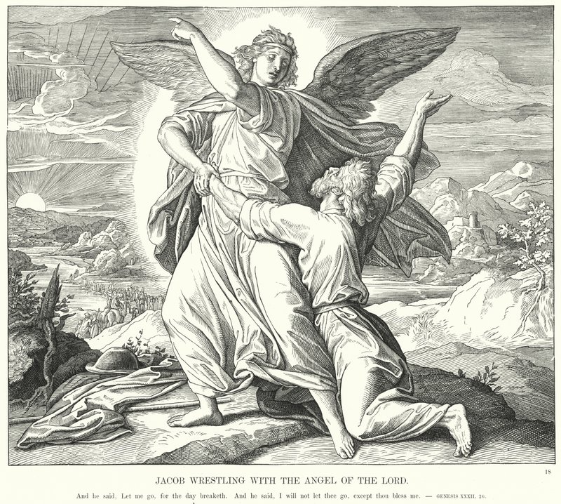 Jacob Wrestling with the Angel of the Lord by Julius (after) Schnorr von Carolsfeld