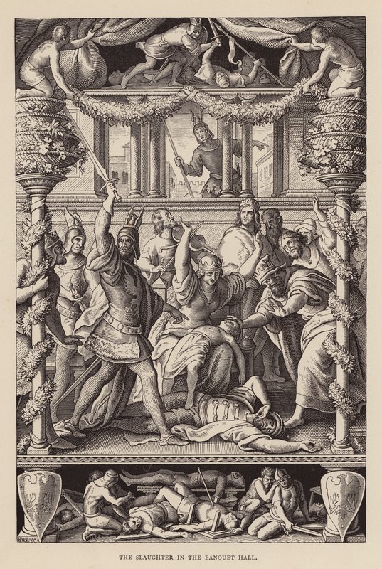 The Slaughter in the Banquet Hall by Julius (after) Schnorr von Carolsfeld
