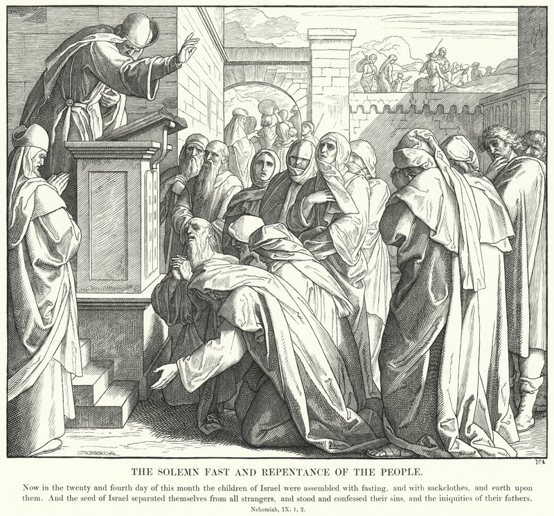 The Solemn Fast and Repentance of the People by Julius (after) Schnorr von Carolsfeld