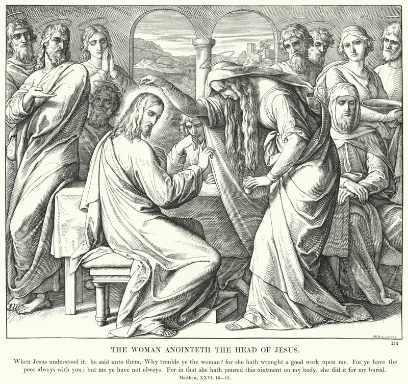 The Woman Anoints the Head of Jesus by Julius (after) Schnorr von Carolsfeld