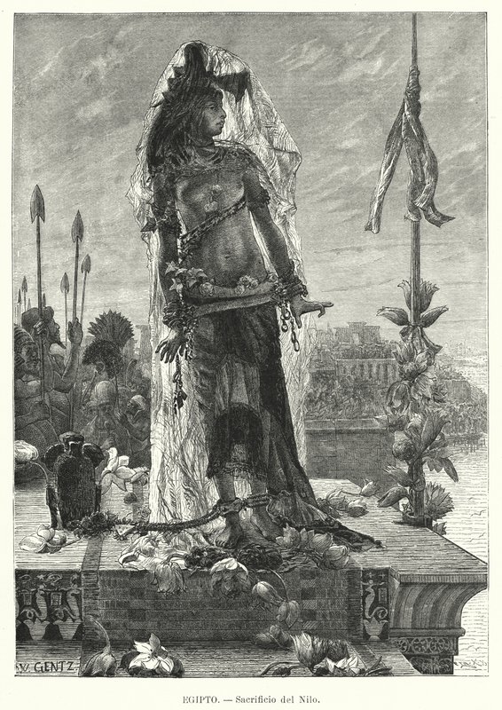 Sacrifice of a virgin to the River Nile in ancient Egypt by Karl Wilhelm Gentz