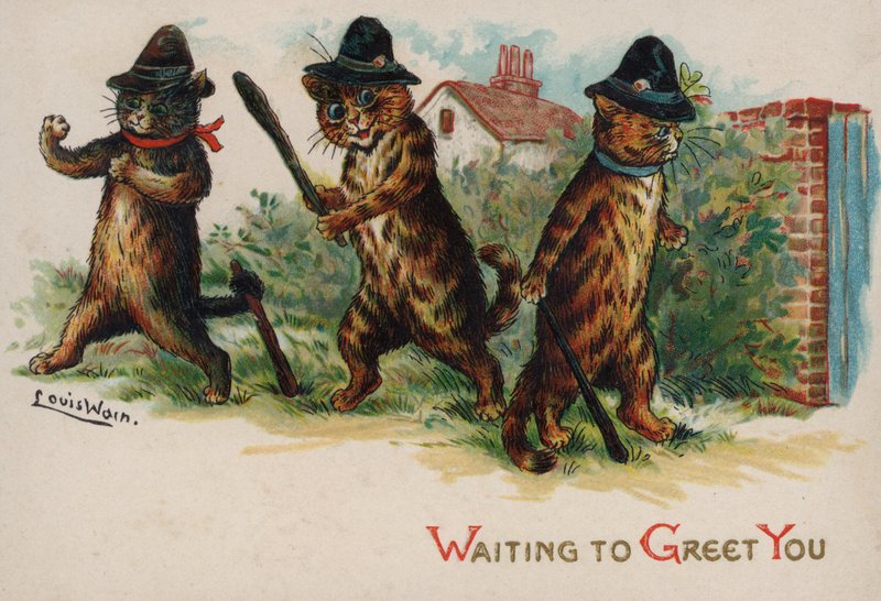 Three Cats Waiting to Greet You by Louis Wain