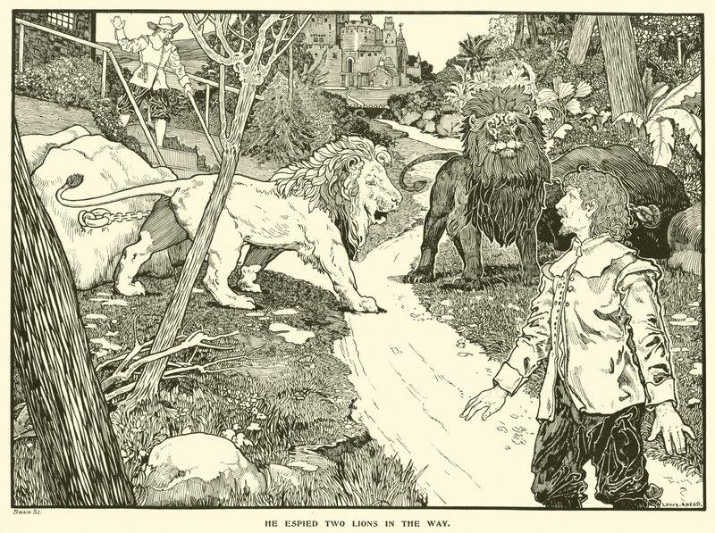 He Espied Two Lions in the Way by Louis John Rhead