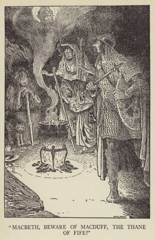 Macbeth, beware of Macduff, the Thane of Fife! by Louis John Rhead