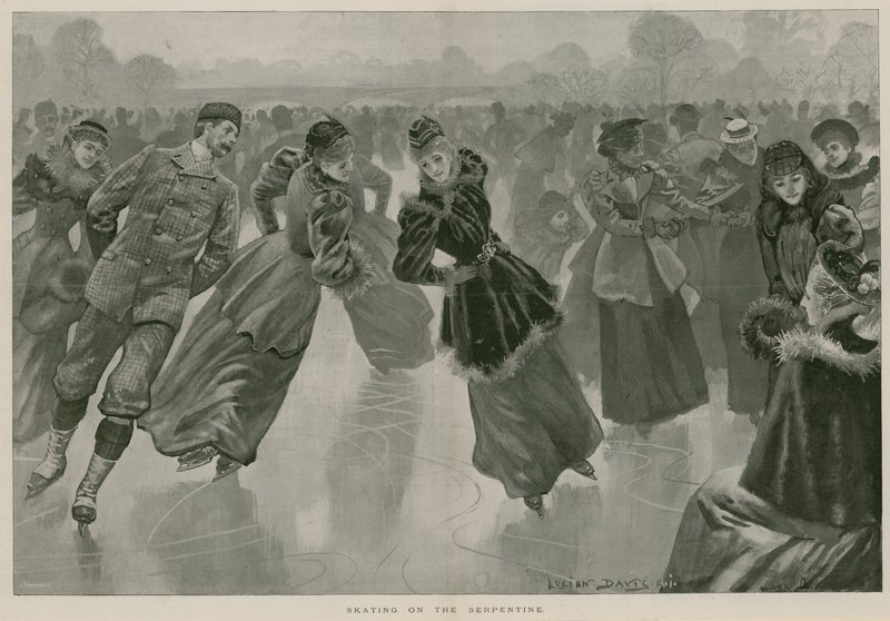 Skating on the Serpentine, Hyde Park, London by Lucien Davis