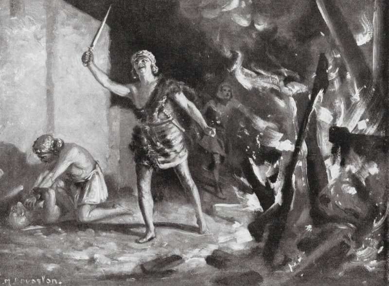 Elamites Burning and Pillaging a Babylonian Village by Margaret (after) Dovaston