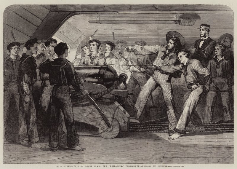 Naval Instruction on Board HMS the Britannia, Portsmouth, Lessons in Gunnery by Matthew Somerville Morgan