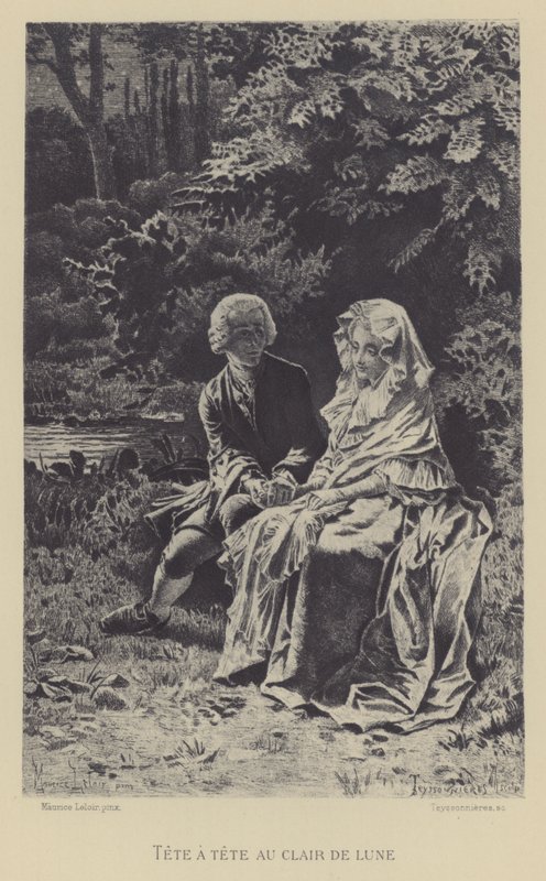Tete-a-tete in the moonlight by Maurice Leloir