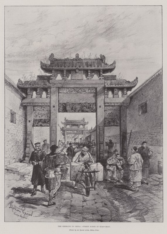 The Germans in China, Street Scene in Kiao-Chau by Melton Prior