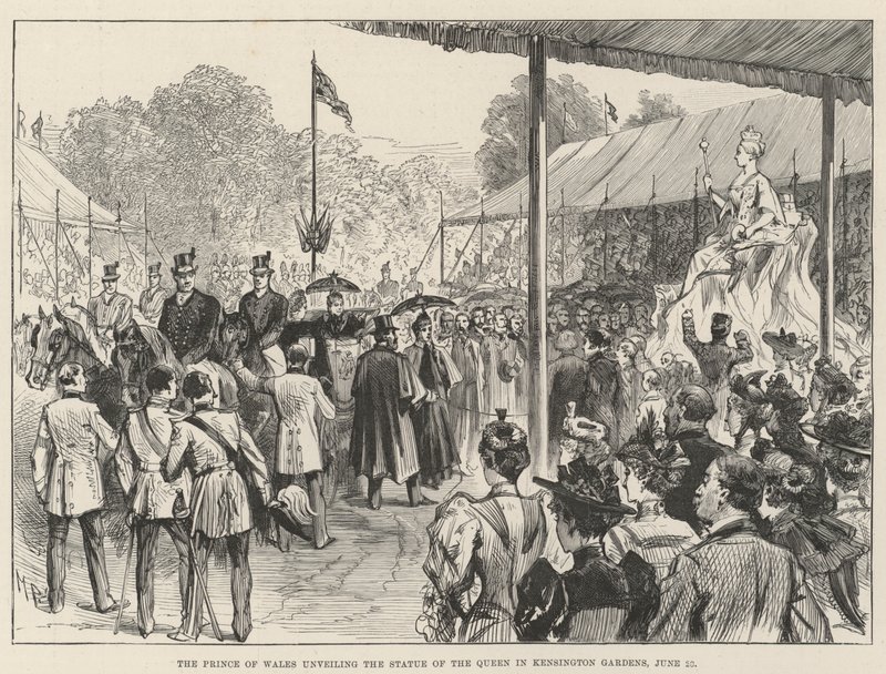 The Prince of Wales Unveiling the Statue of the Queen in Kensington Gardens, 28 June by Melton Prior