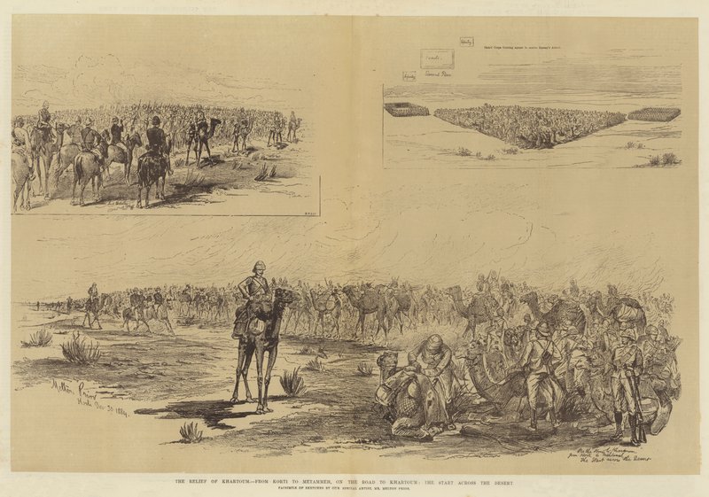The Relief of Khartoum, from Korti to Metammeh, on the Road to Khartoum, the Start across the Desert by Melton Prior