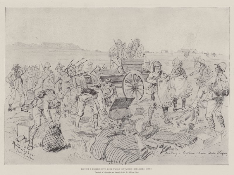 Looting a Broken-down Boer Wagon containing Household Goods by Melton Prior