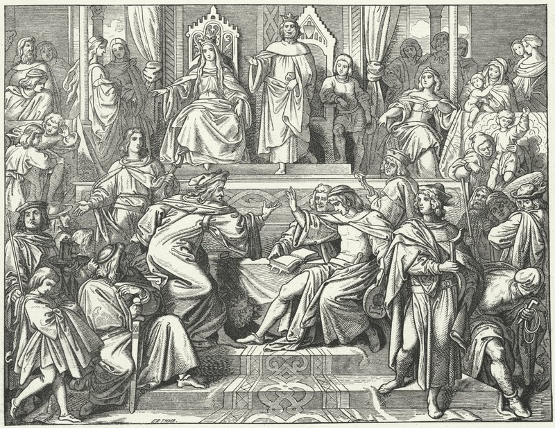 The Sangerkrieg, a contest between minstrels at the Wartburg castle in Thuringia in 1207 by Moritz Ludwig von Schwind