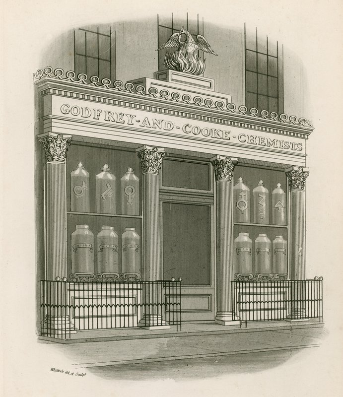 Shop front of Godfrey and Cooke, Chemists, Conduit Street, London by Nathaniel Whittock