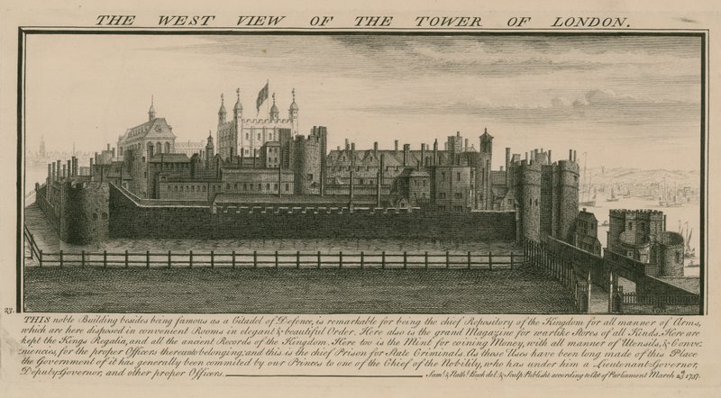 The west view of the Tower of London by Nathaniel and Samuel Buck