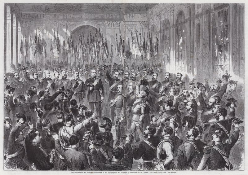 Proclamation of King Wilhelm I of Prussia as Emperor of Germany, Hall of Mirrors, Palais de Versailles, France by Otto Edmund Guenther