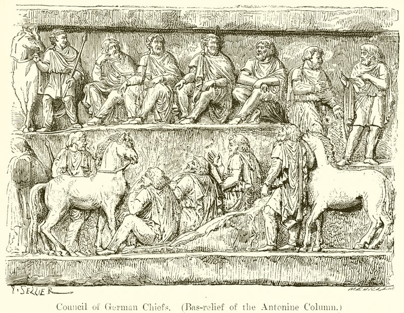 Council of German Chiefs. (Bas-Relief of the Antonine Column) by P. Sellier