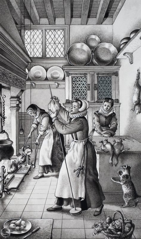 16th Century Kitchen by Pat (1907-95) Nicolle